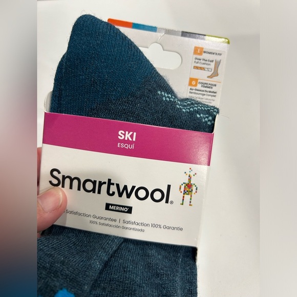 Smartwool Women's L Ski Over the Calf Full Cushion Socks Snowpocalypse Blue NWT - Picture 3 of 7